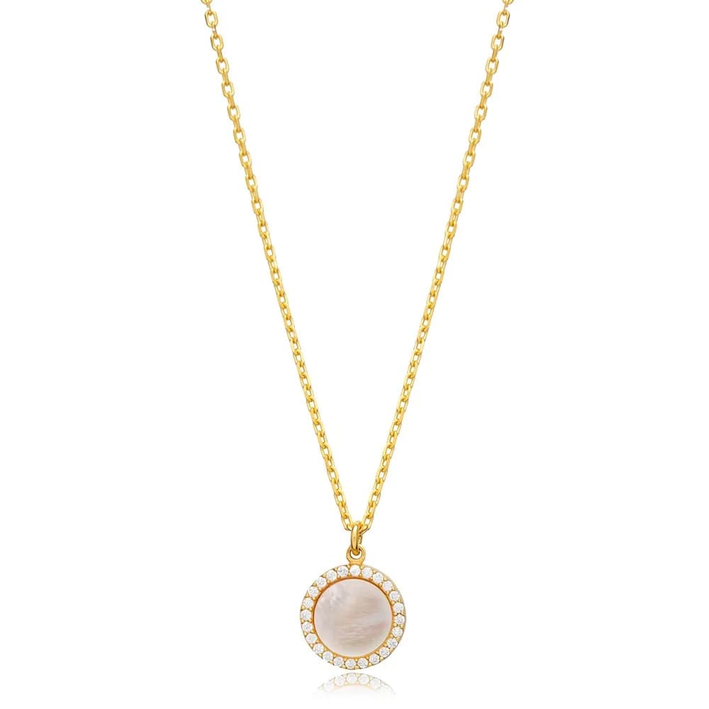 Mother of Pearl CZ Stone New Trend Charm Necklace Jewelry Turkish Wholesale 925 Sterling Silver
