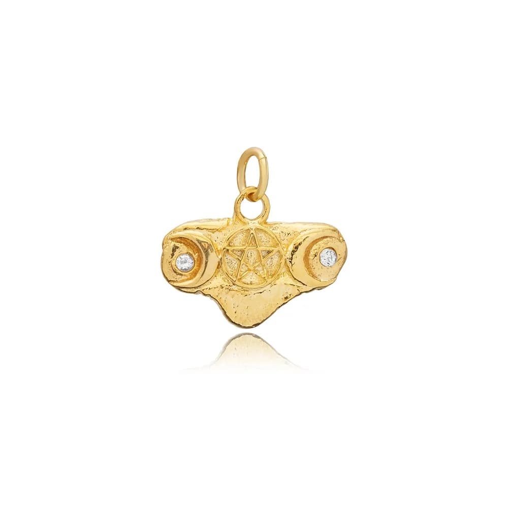 Pendant Charm Silver Triple Goddess CZ Stone