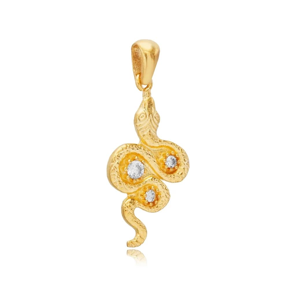 Snake CZ Pendant Charm Silver Jewelry