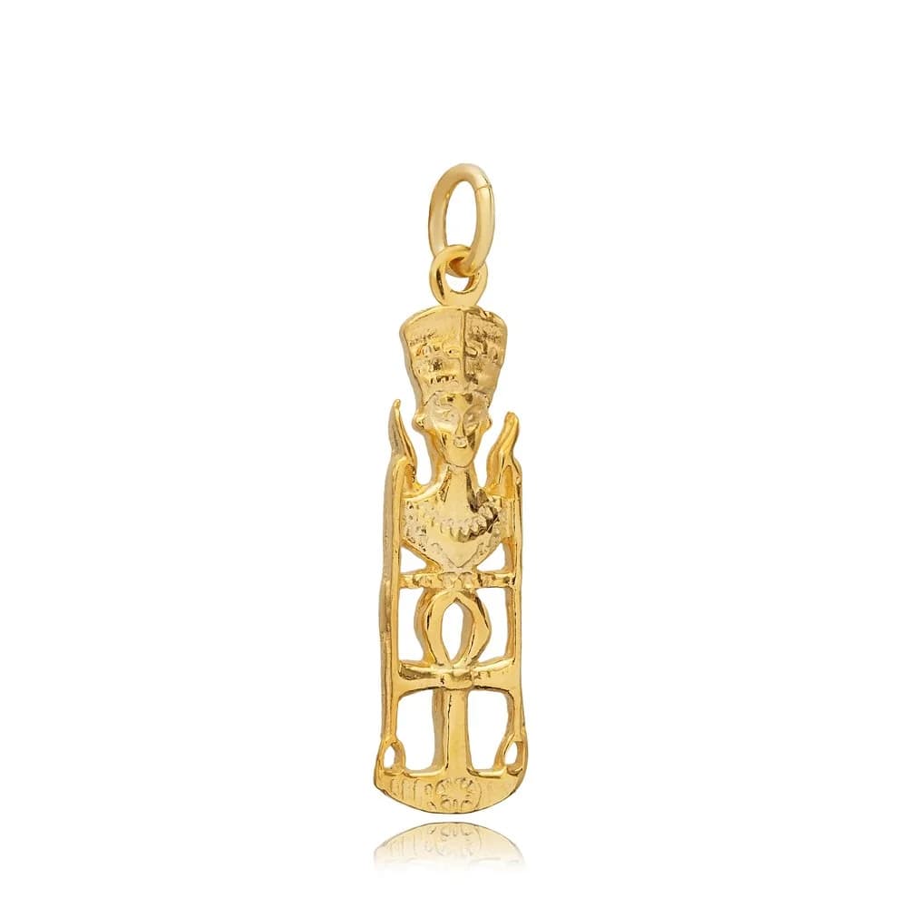 Silver Nefertiti Ankh Symbol Pendant Charm