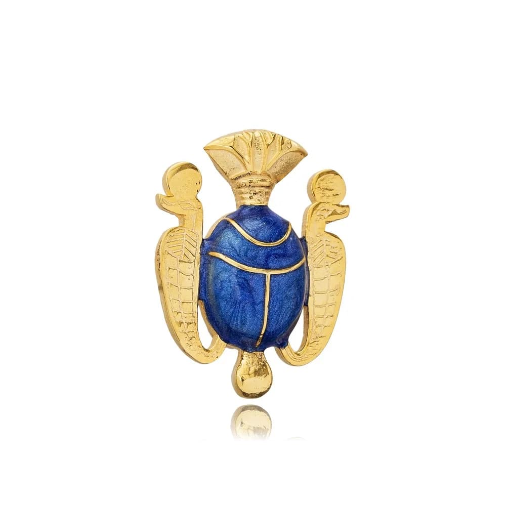 Blue Enamel Scraba Pendant Charm Silver