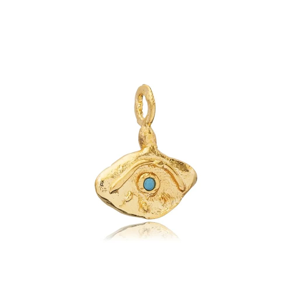 Turquoise CZ Evil Eye Silver Pendant Charm