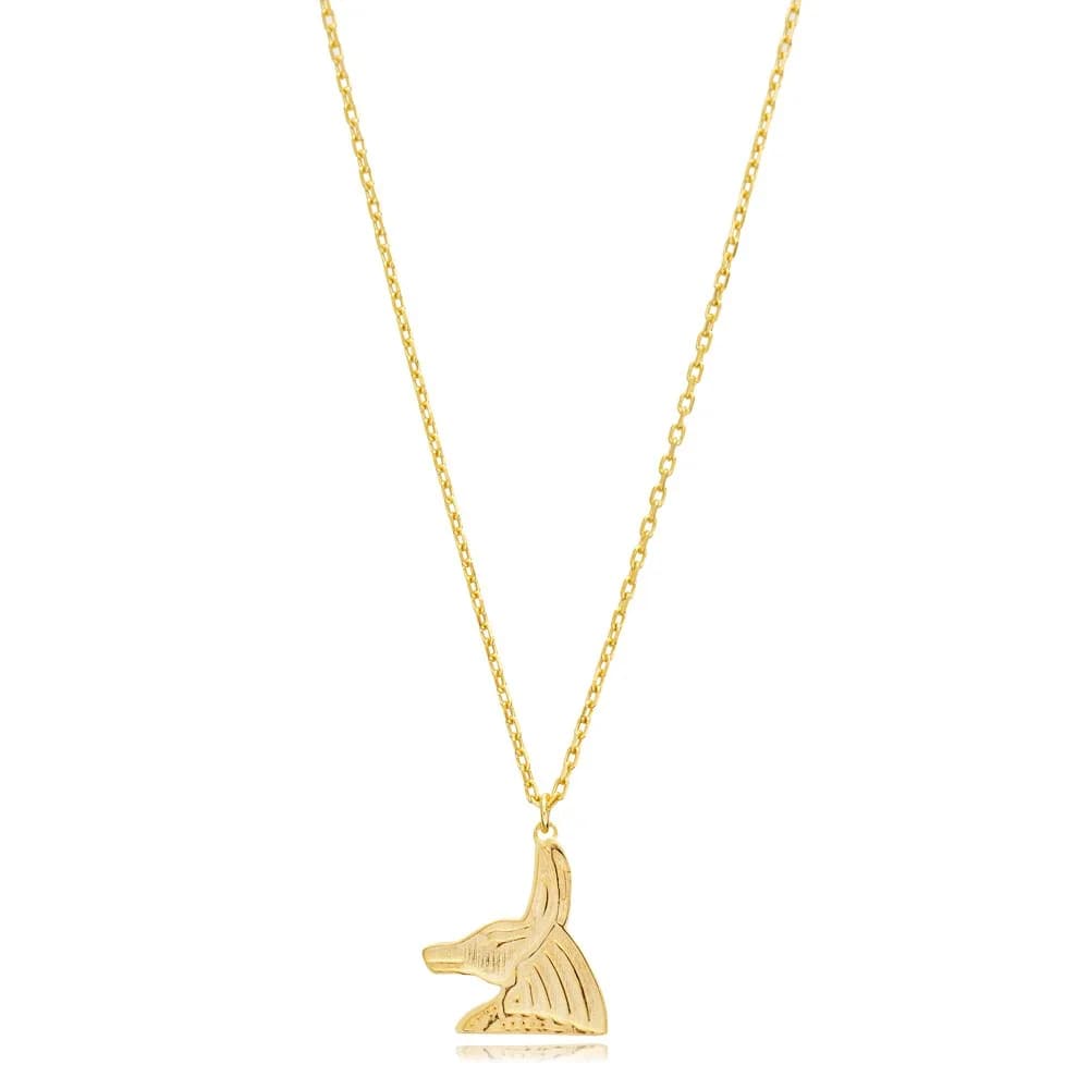 Anubis Symbol Silver Necklace in Egyptian Style Jewelry