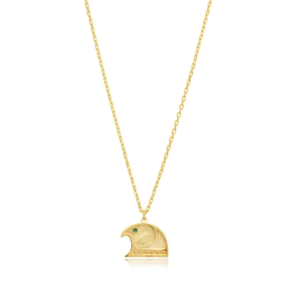 Falcon Bird Symbol Charm Necklace in Egyptian Silver Jewelry