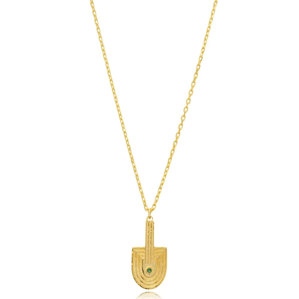 Unique Design Emerald CZ Stone Dainty Silver Necklace Jewelry