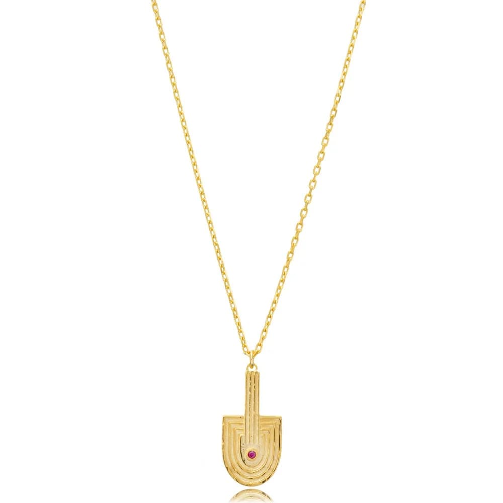 Unique Design Ruby CZ Stone Dainty Silver Necklace Jewelry