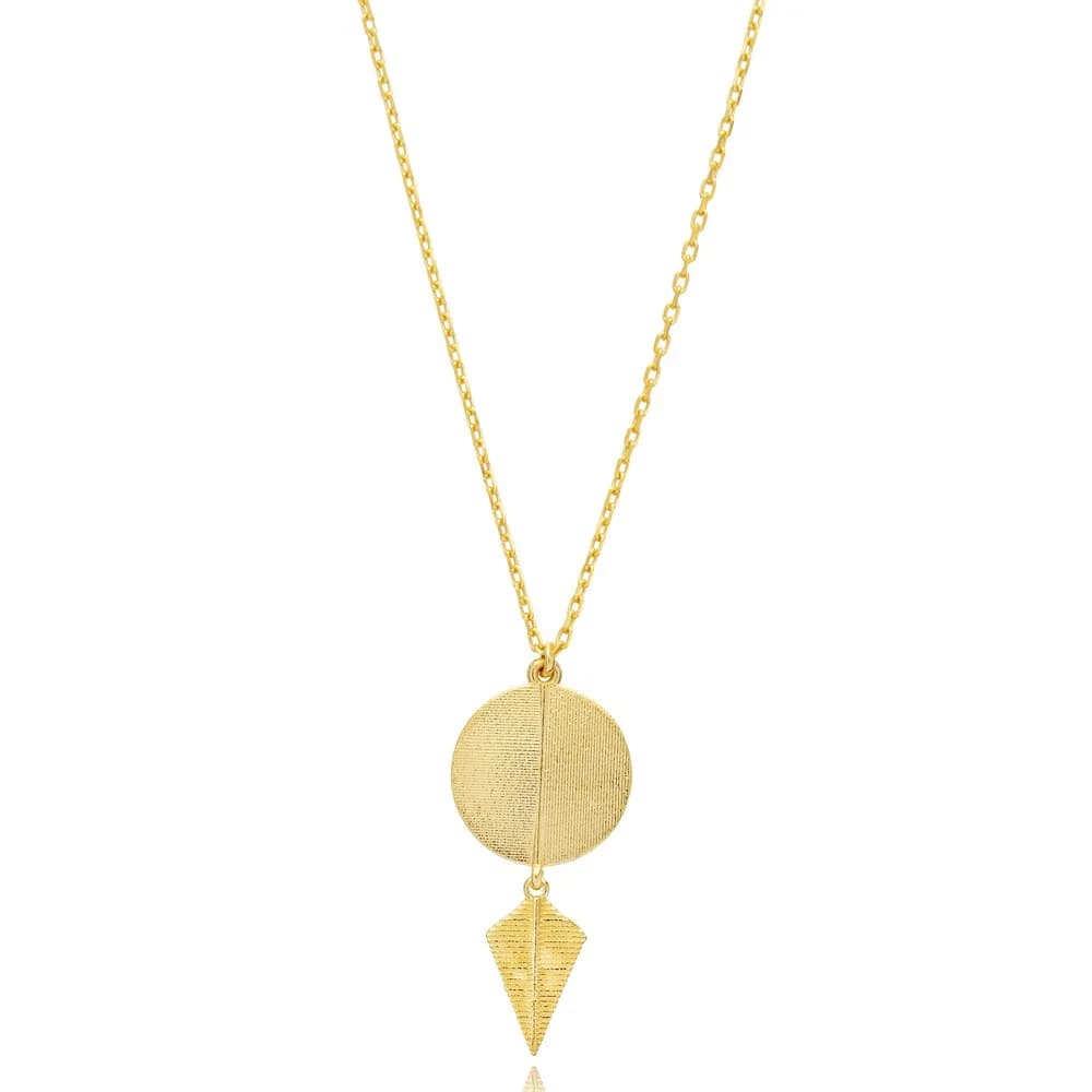 Disc Design Plain Round Pendant Silver Necklace Jewelry
