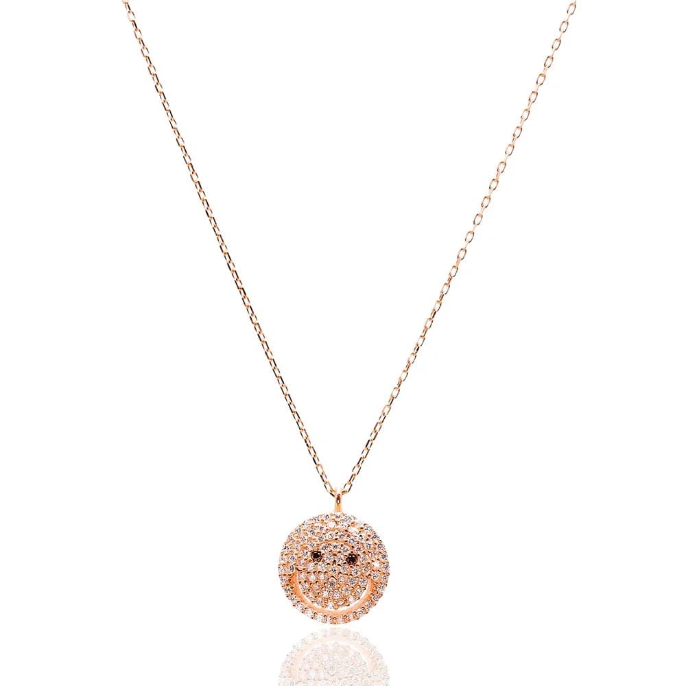 Pave Zircon Sterling Silver Smile Charm Pendant