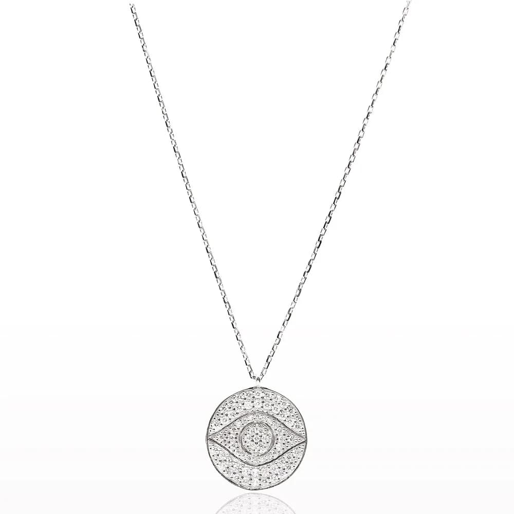 Eye Design Round Pendant Turkish Wholesale Sterling Silver Jewelry
