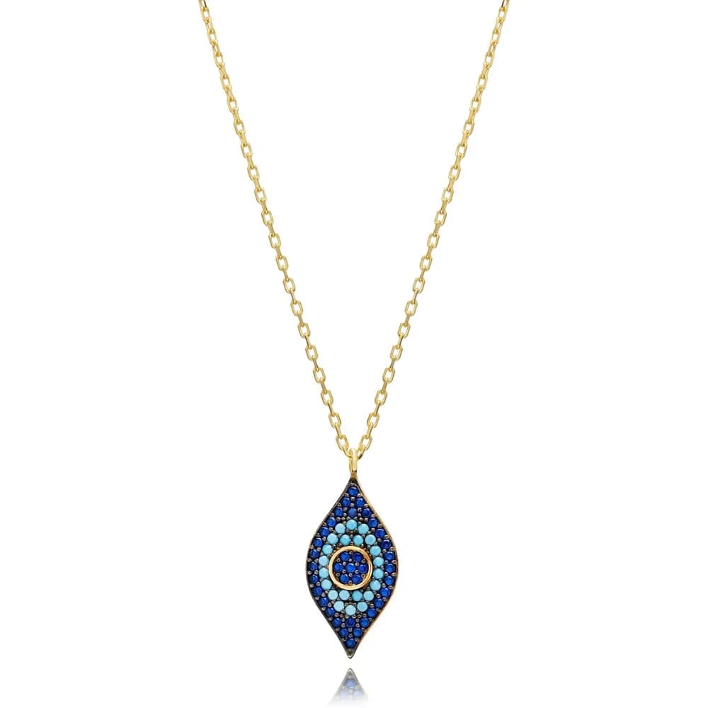 Sapphire CZ Evil Eye Silver Necklace Wholesale Jewelry