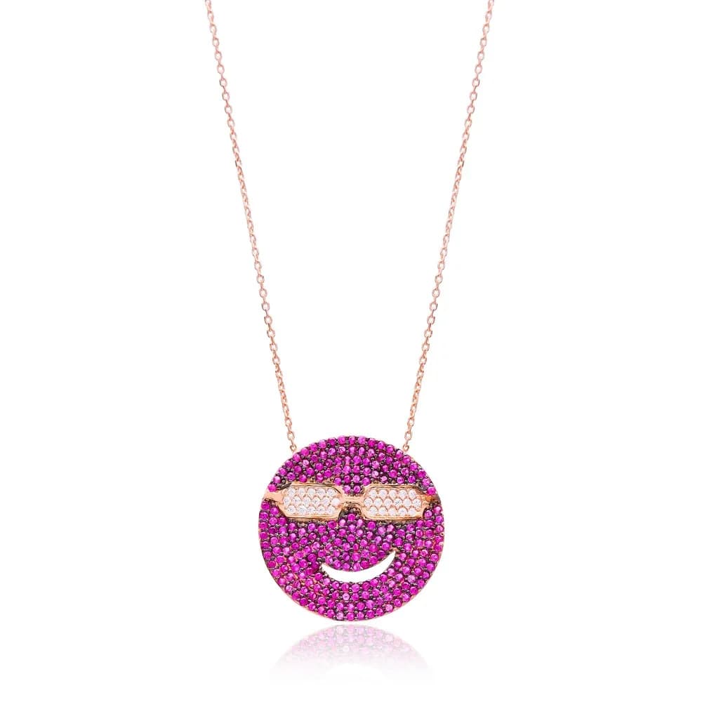 Glasses Smile Pendant Turkish Wholesale Handcrafted Silver Pendant