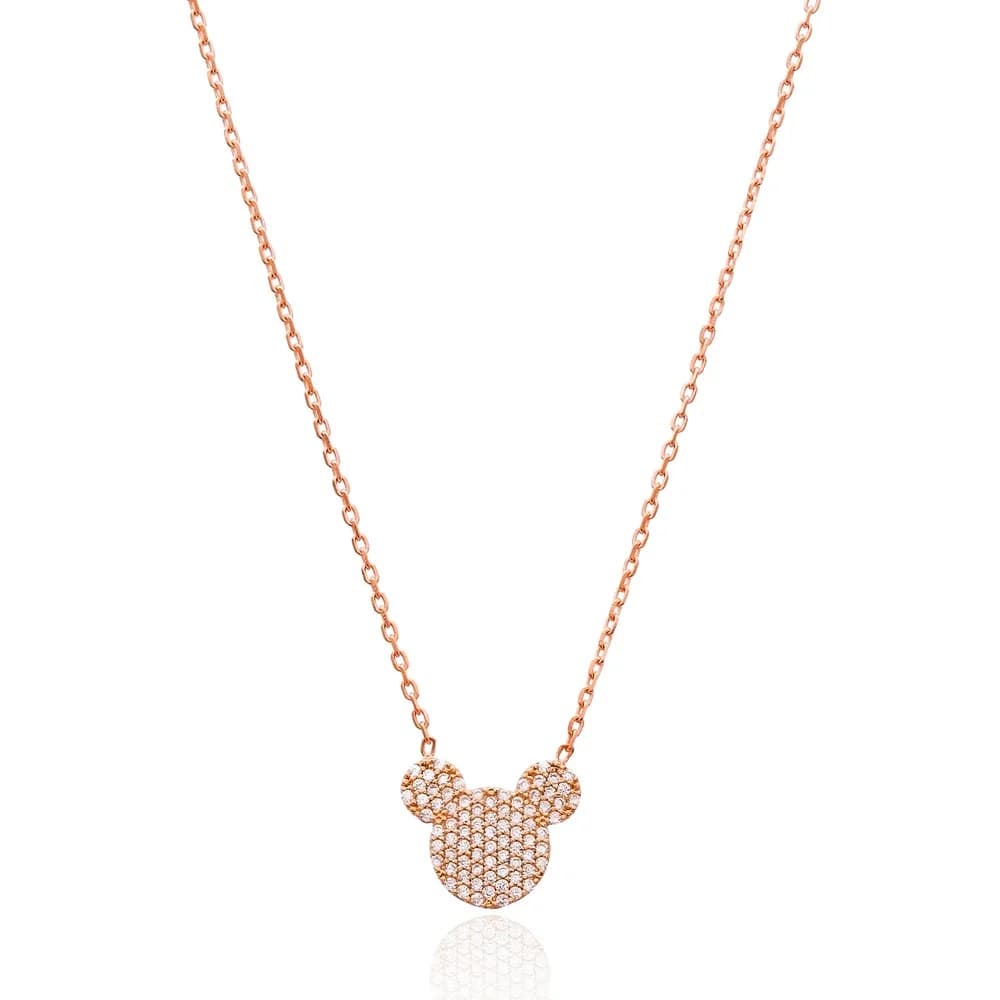 CZ Stone Cute Mouse Design CZ Silver Jewelry Necklace Pendant
