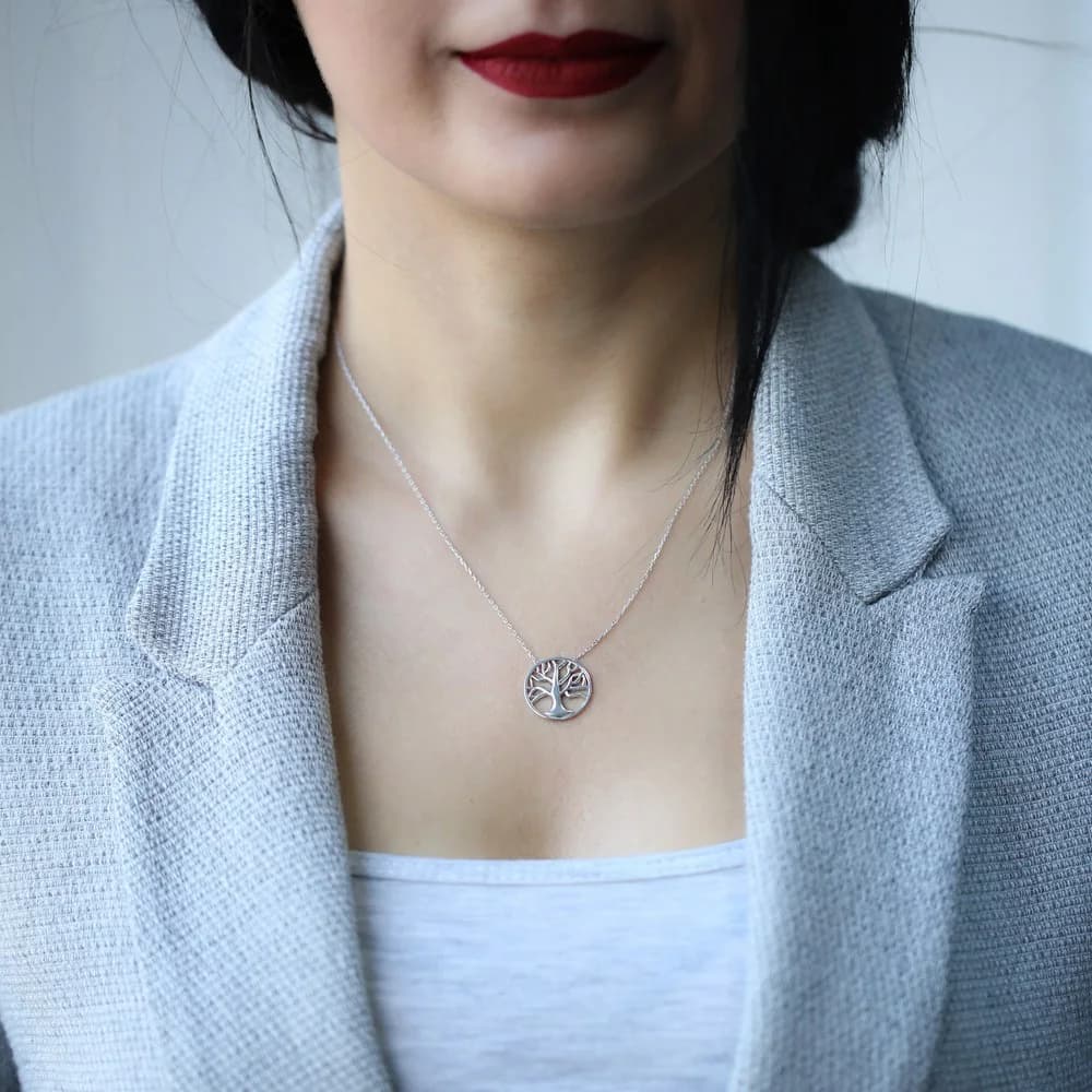 Minimalist Tree of Life Design Turkish Wholesale Handcrafted 925 Silver Necklace