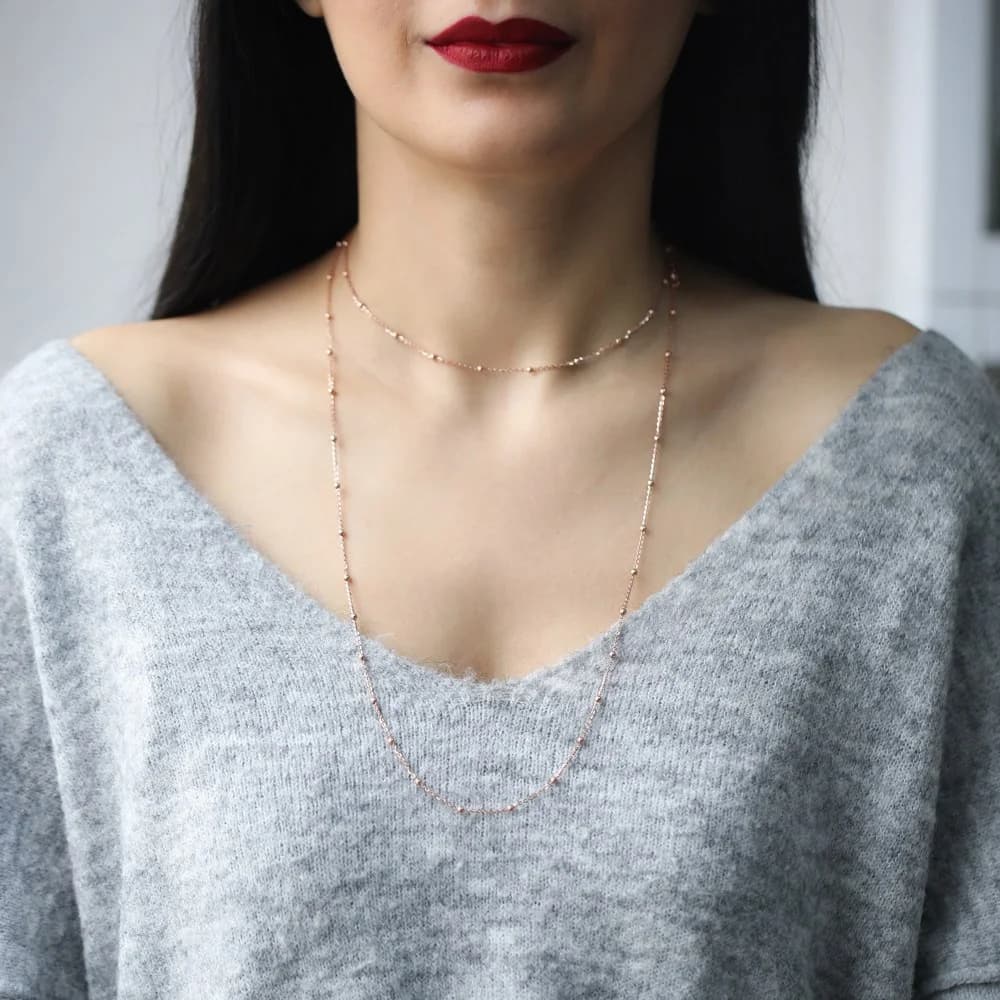 Minimalist Simple Design Turkish Wholesale Handcrafted 925 Silver Long Necklace