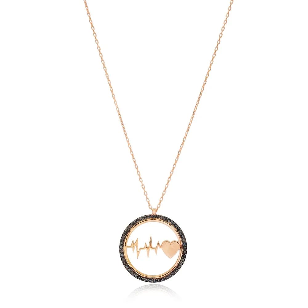 Heart And Heartbeat Pendant Turkish Wholesale 925 Sterling Silver Handmade Jewelry