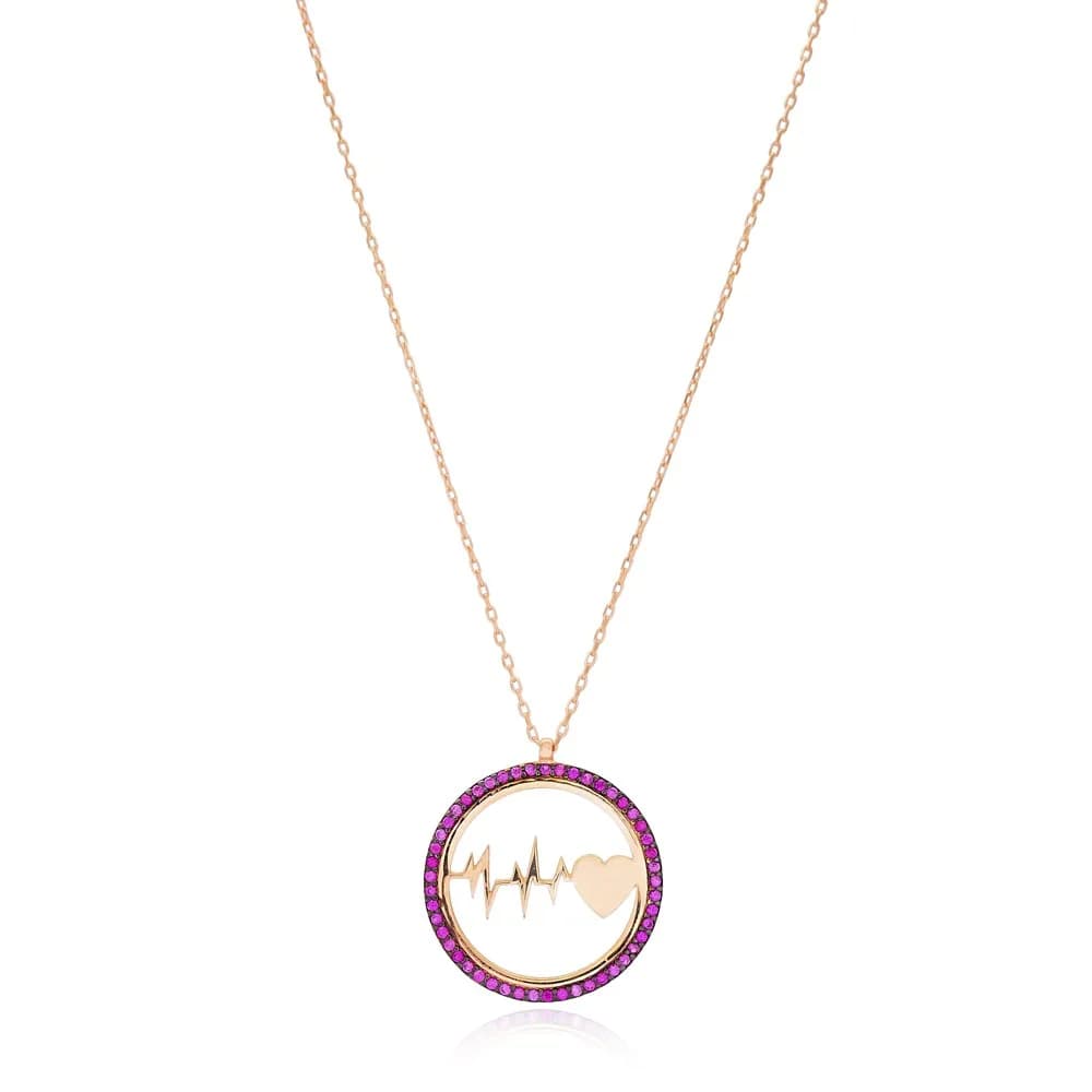 Heart And Heartbeat Pendant Turkish Wholesale 925 Sterling Silver Handmade Jewelry