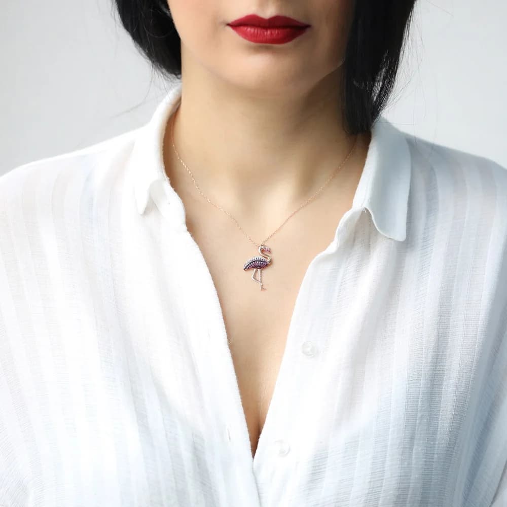 Flamingo Design Pendant Turkish Wholesale 925 Sterling Silver Handmade Jewelry
