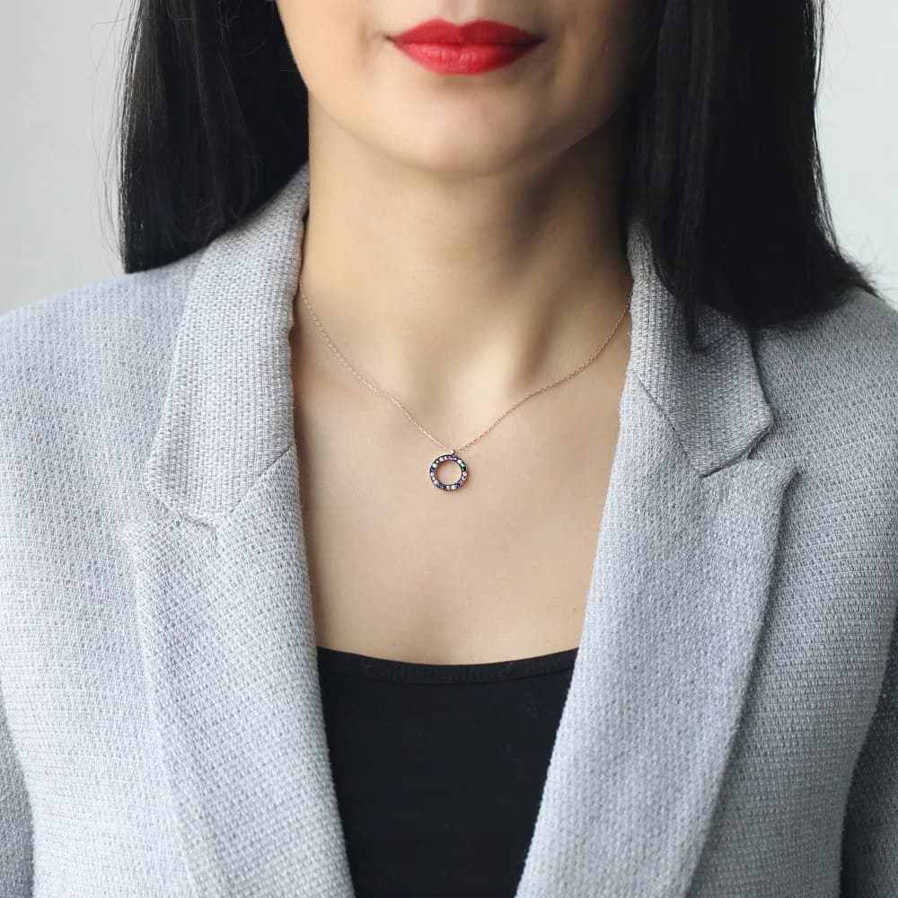 Colorful Rounded Design Pendant Turkish Wholesale Handcrafted 925 Sterling Silver Jewelry