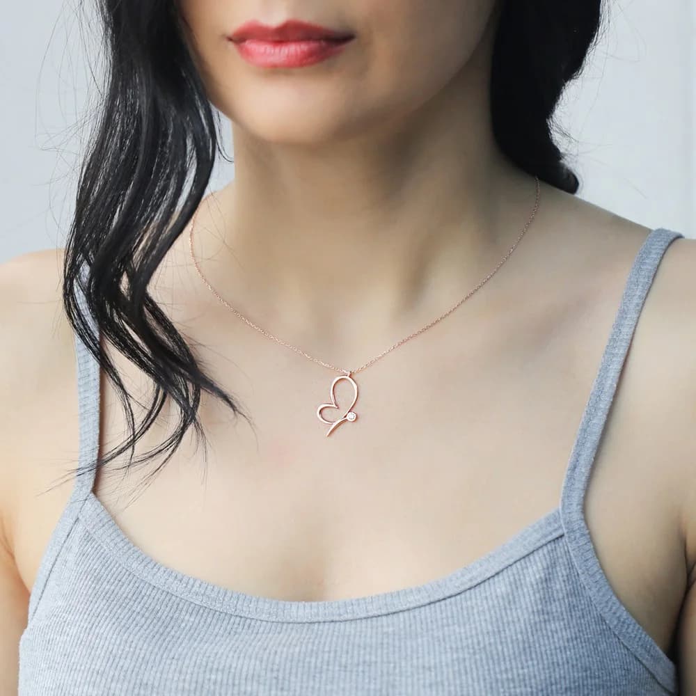 Butterfly and heart Pendant In Wholesale 925 Sterling Silver Handcrafted Jewelry