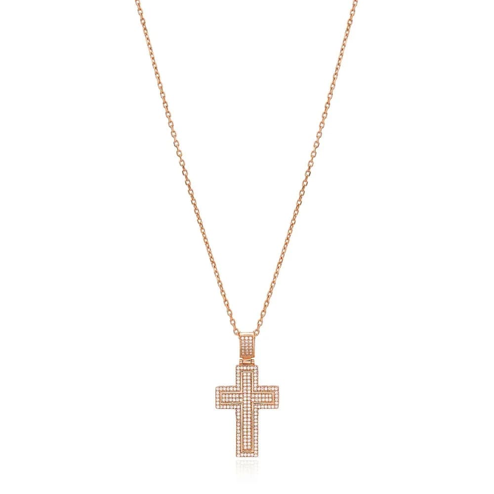 Cross Pave Zircon Design Pendant Turkish Wholesale 925 Sterling Silver
