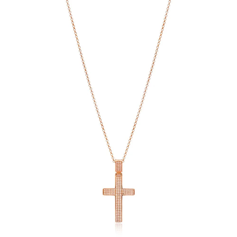Cross Pave Zircon Design Pendant Turkish Wholesale 925 Sterling Silver