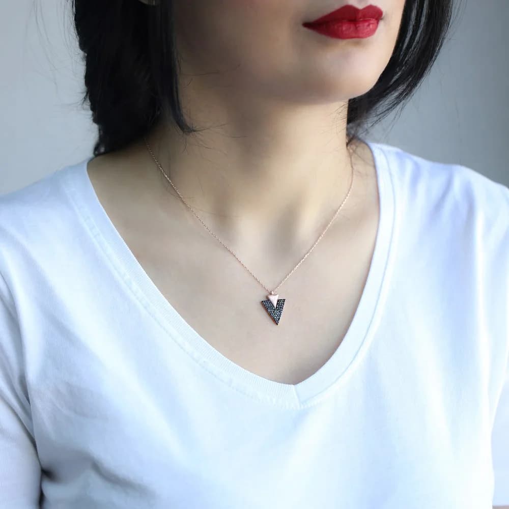 Inlaid Triangle Pendant Wholesale Handcrafted 925 Sterling Silver Jewelry