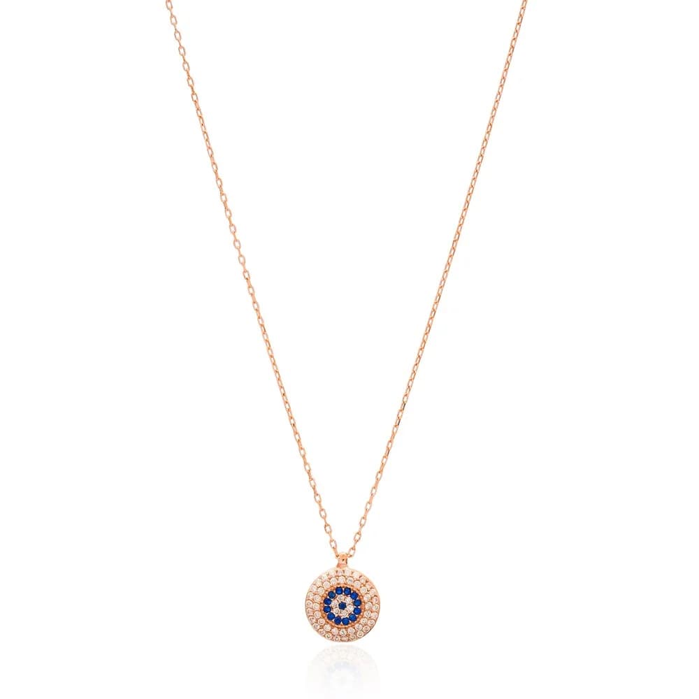 Evil Eye Rounded Pendant Turkish Wholesale 925 Sterling Silver Jewelry