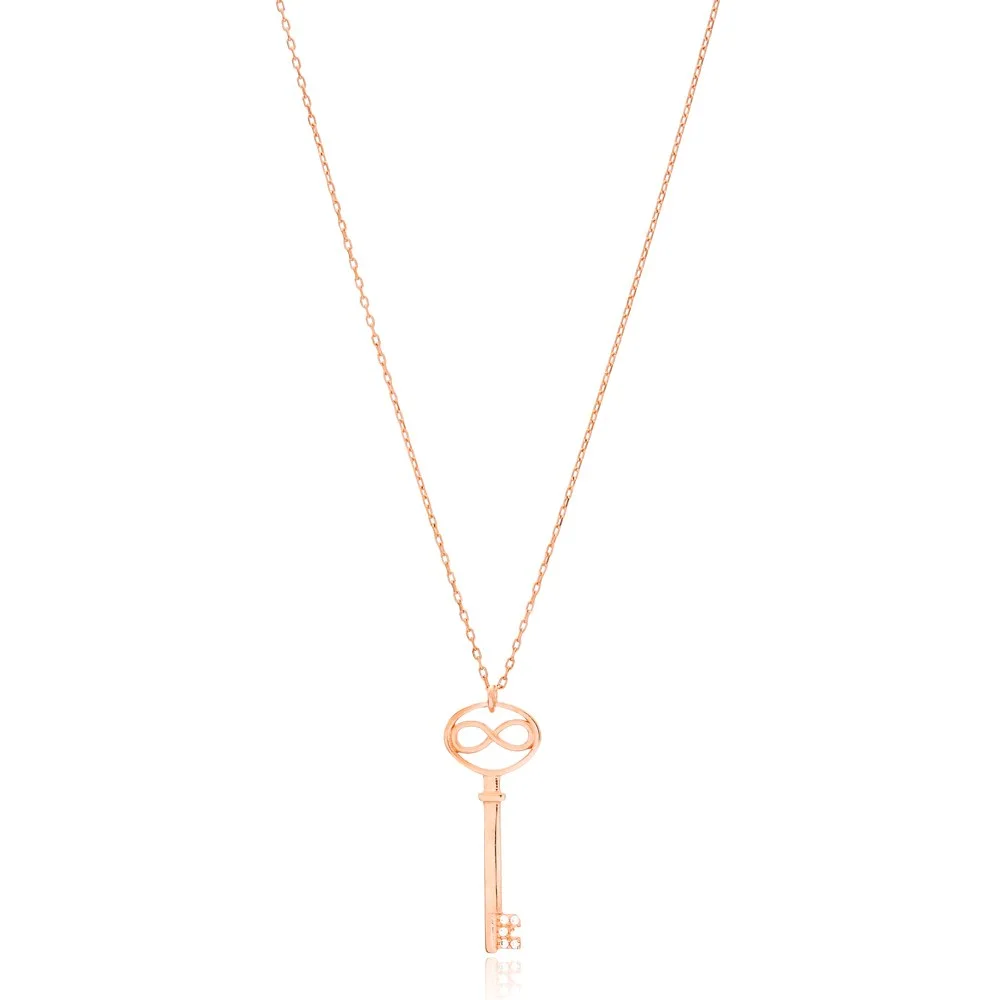 Key And Infinity Design Pendant Wholesale Sterling Silver Jewelry