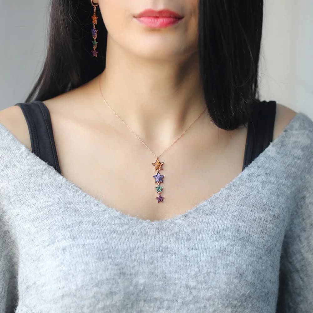 Colorful Star Charm Pendant Wholesale Handcrafted 925 Sterling Silver Jewelry
