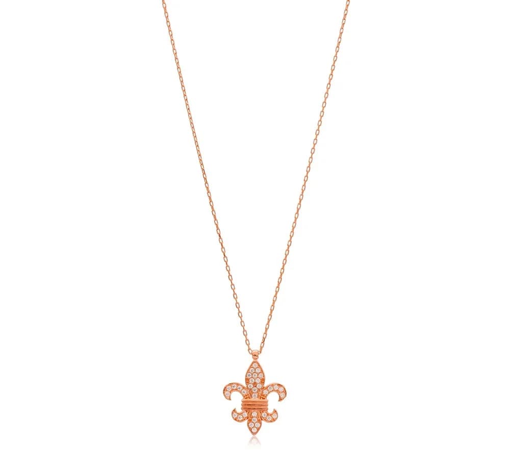 French Lily Flower Shape Turkish Wholesale Handmade 925 Sterling Silver Pendant