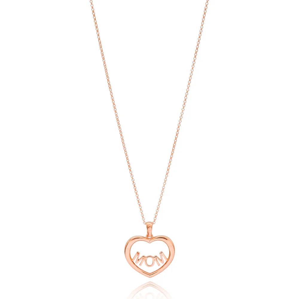 Mom in Heart Design Turkish Wholesale Handcrafted 925 Silver Necklace