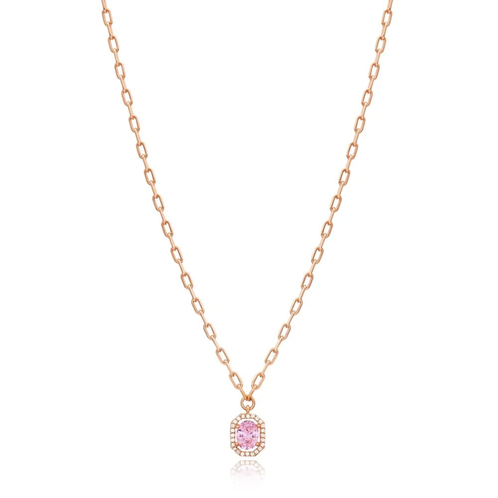 Pink Stone Trendy Design Necklace Wholesale Handmade 925 Sterling Silver Jewelry