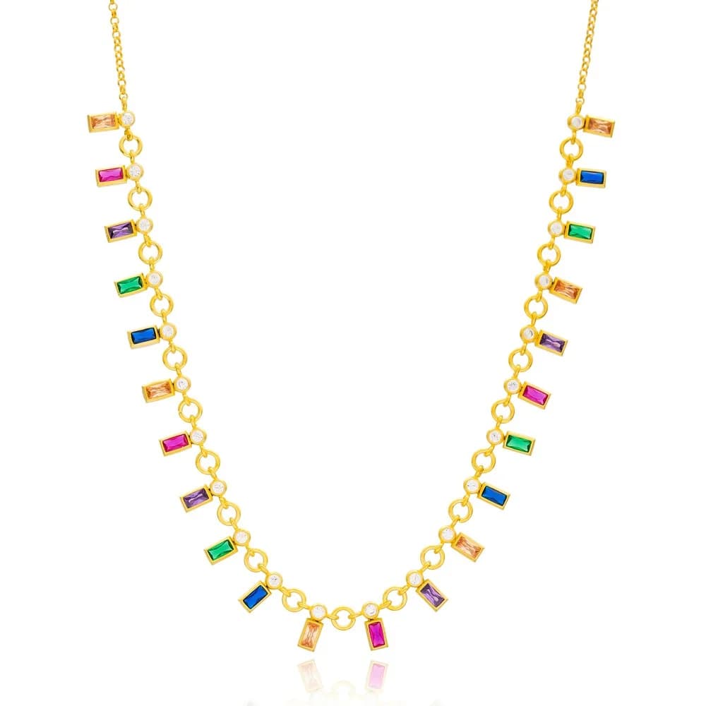 New Fashion Dainty Mix Stone Shaker Design Turkish Wholesale Handcrafted 925 Silver Necklace