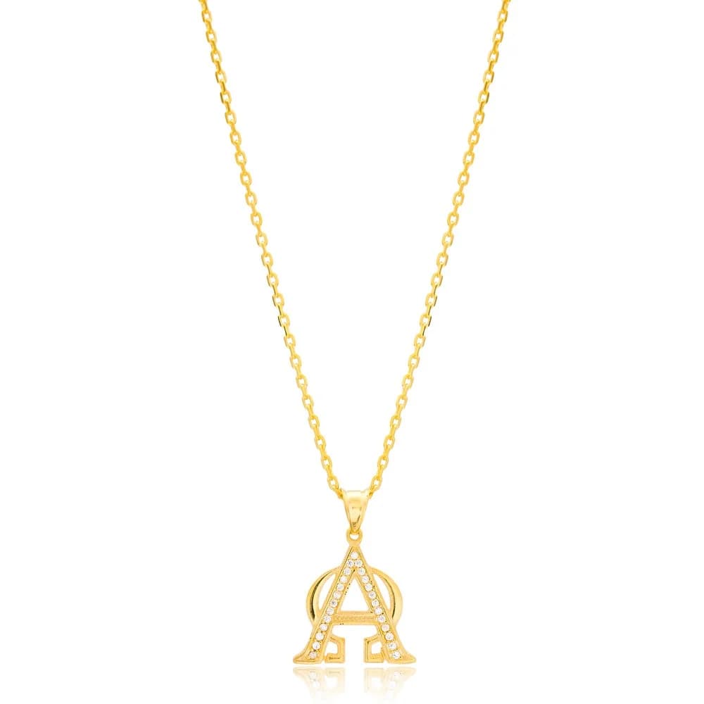 Zircon Stone Alpha Omega Shape Design Wholesale Handmade 925 Silver Sterling Necklace