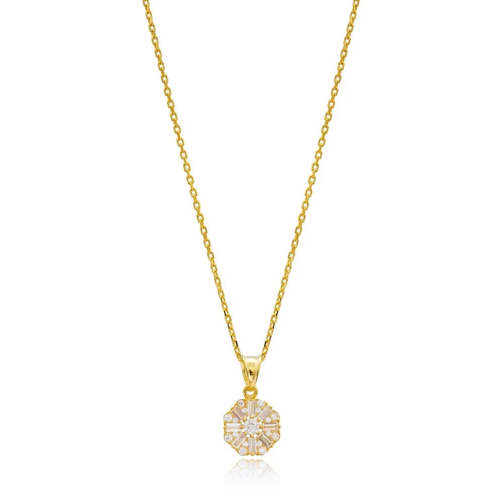Zircon Dainty Baguette Necklace Handmade Wholesale 925 Silver Sterling Pendant