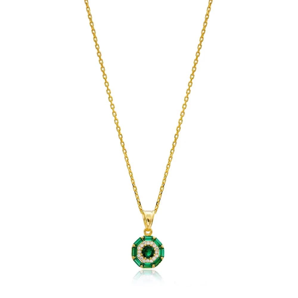 Emerald Baguette Necklace Wholesale Handmade 925 Silver Sterling Jewelry