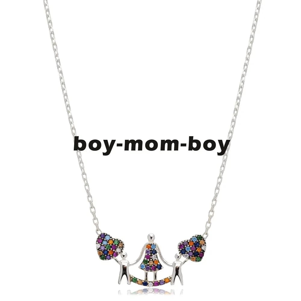 WHITE-Mother with 2 Boys White Stone Model