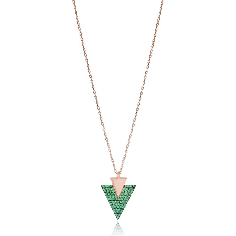 Inlaid Triangle Pendant Wholesale Handcrafted 925 Sterling Silver Jewelry