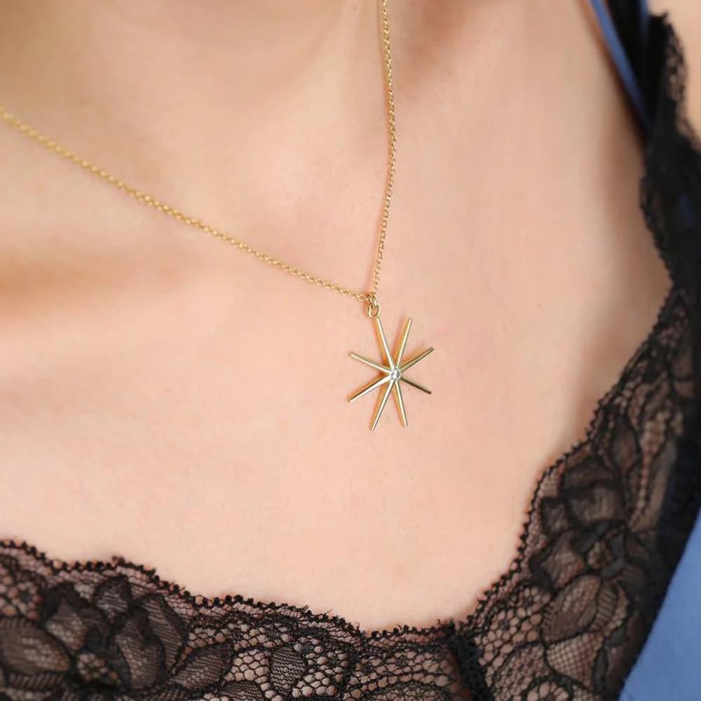 Charm North Star Design Pendant Wholesale Turkish 925 Silver Sterling Necklace