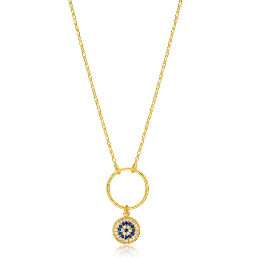 Round Shape Evil Eye Design Hollow Pendant Turkish Wholesale 925 Sterling Silver Jewelry
