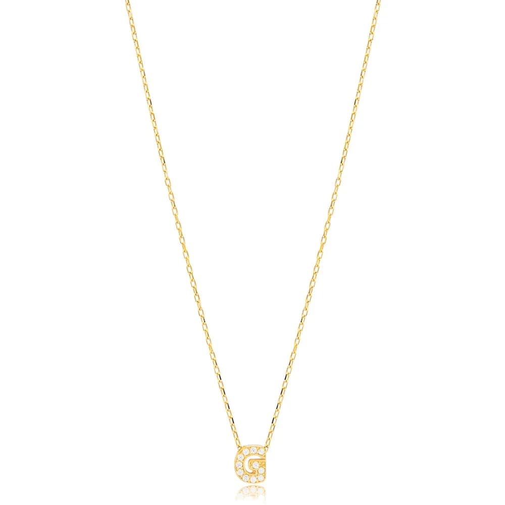 Initial Alphabet letter G Charm Zircon Stone Pendant. Wholesale 925 Sterling Silver Jewelry