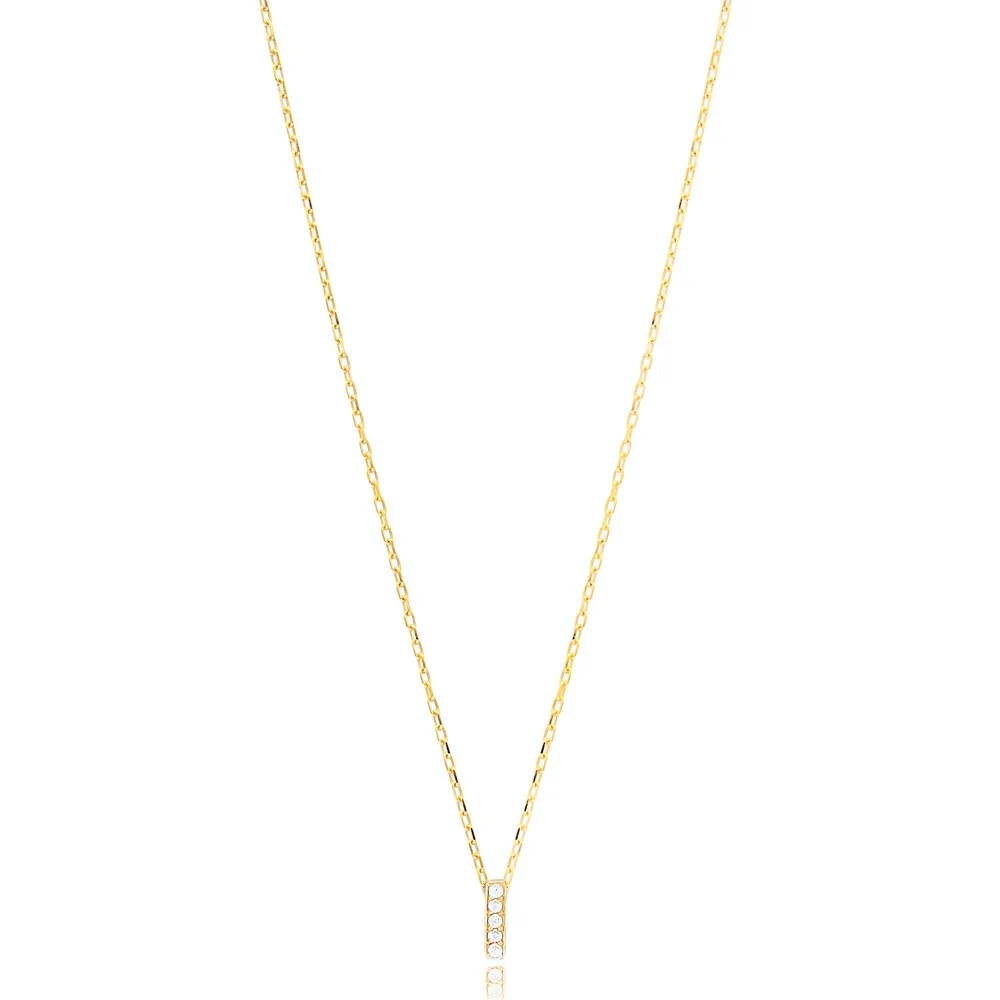 Initial Alphabet letter I Charm Zircon Stone Pendant. Wholesale 925 Sterling Silver Jewelry