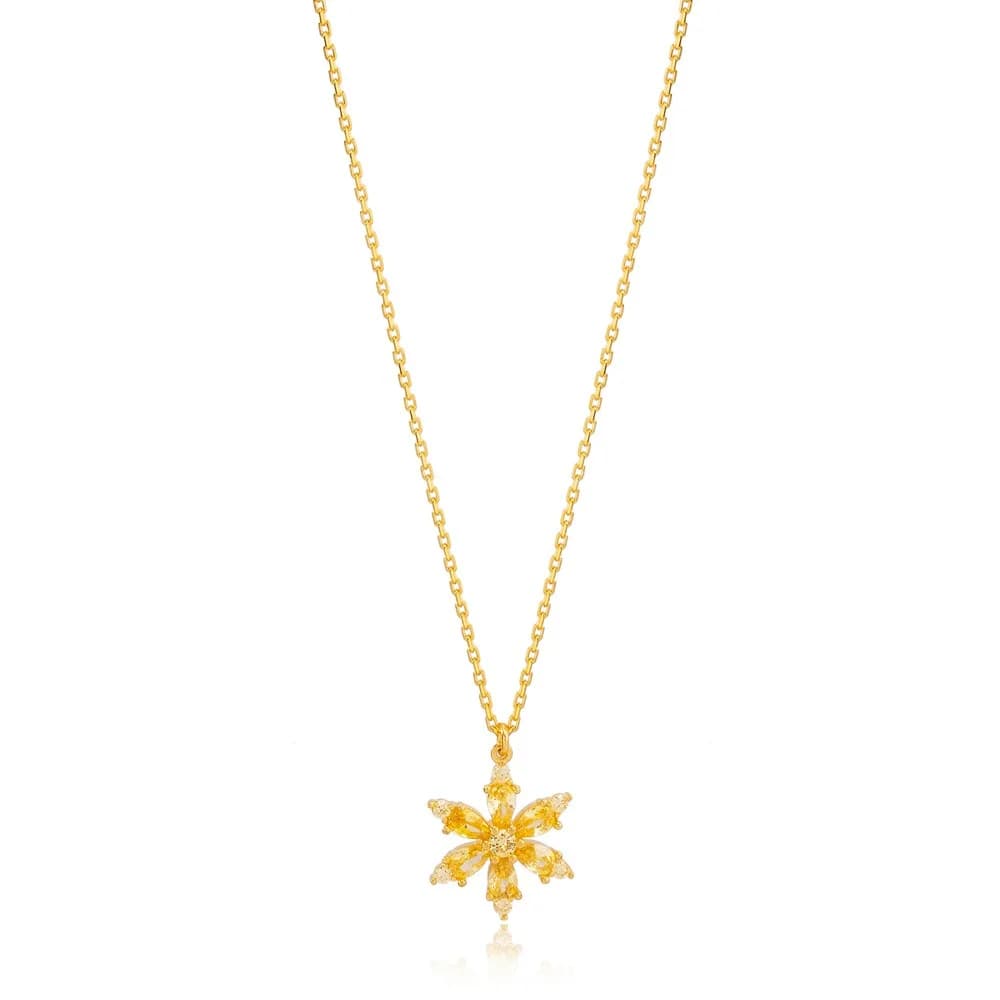 Chic Flower Charm Pendant Necklace Turkish 925 Sterling Silver Jewelry