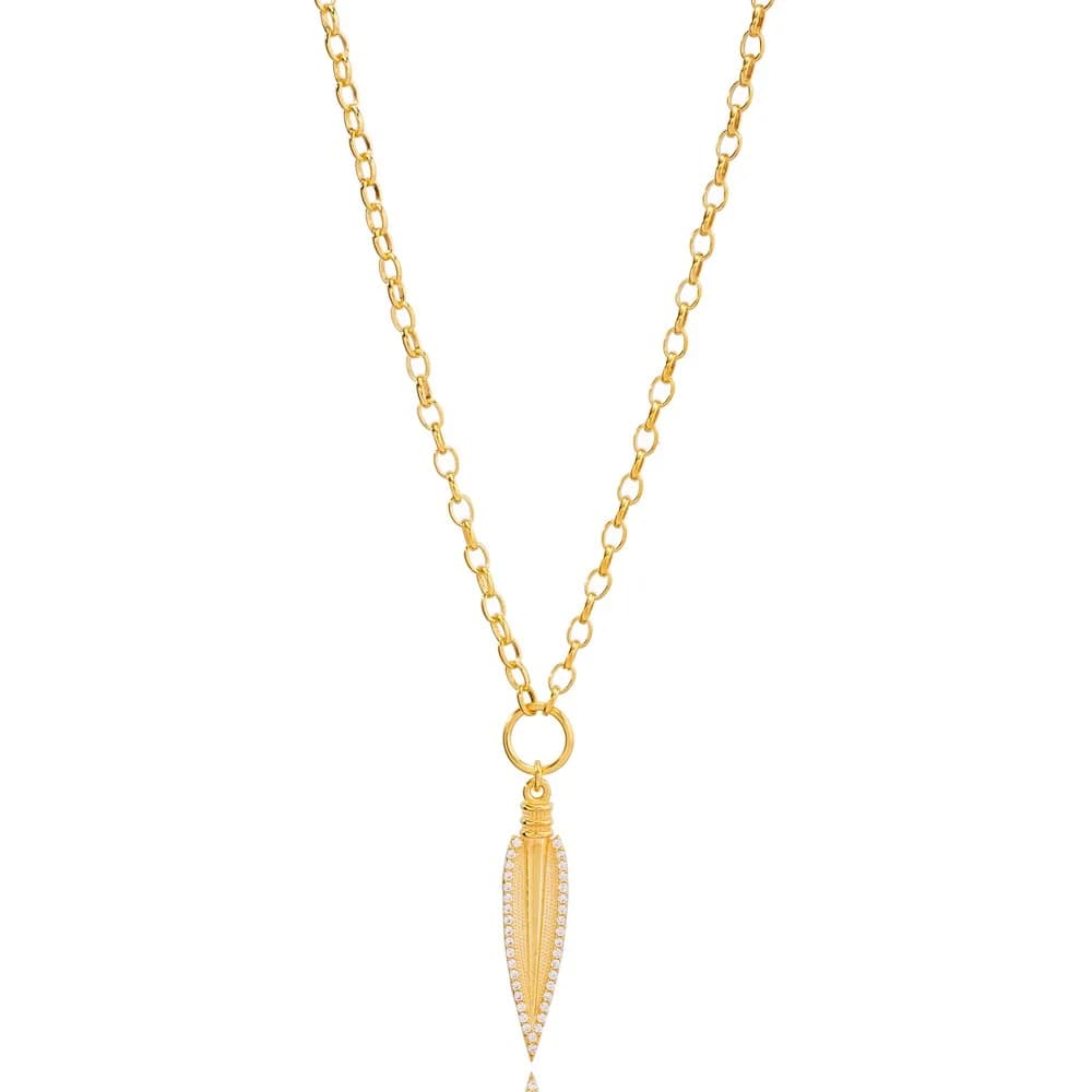 Cable Chain Spear Silver Charm Necklace