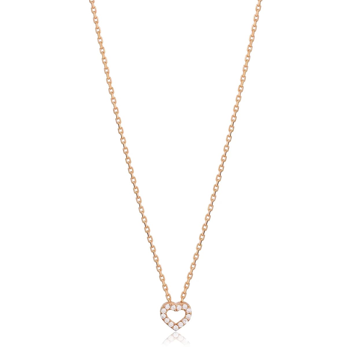 Trend Cable Chain Zircon Stone Hollow Heart Charm Necklace Turkish 925 Sterling Silver Jewelry