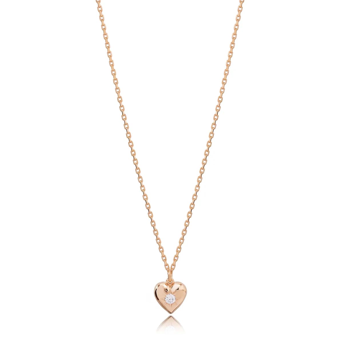 Unique Heart Design Zircon Stone Charm Necklace Turkish 925 Sterling Silver Jewelry