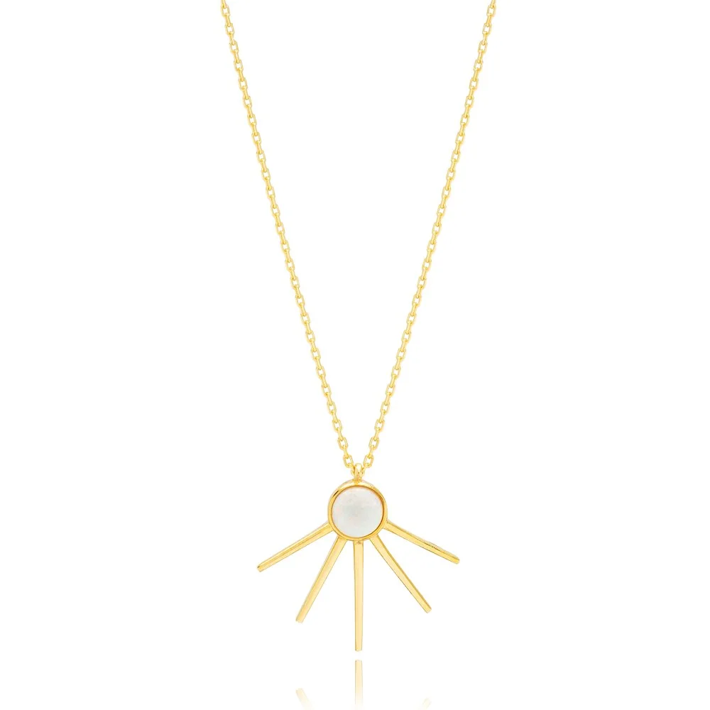 Unique Design White Opal Stone Dainty Charm Pendant Necklace Wholesale Sterling Silver Jewelry