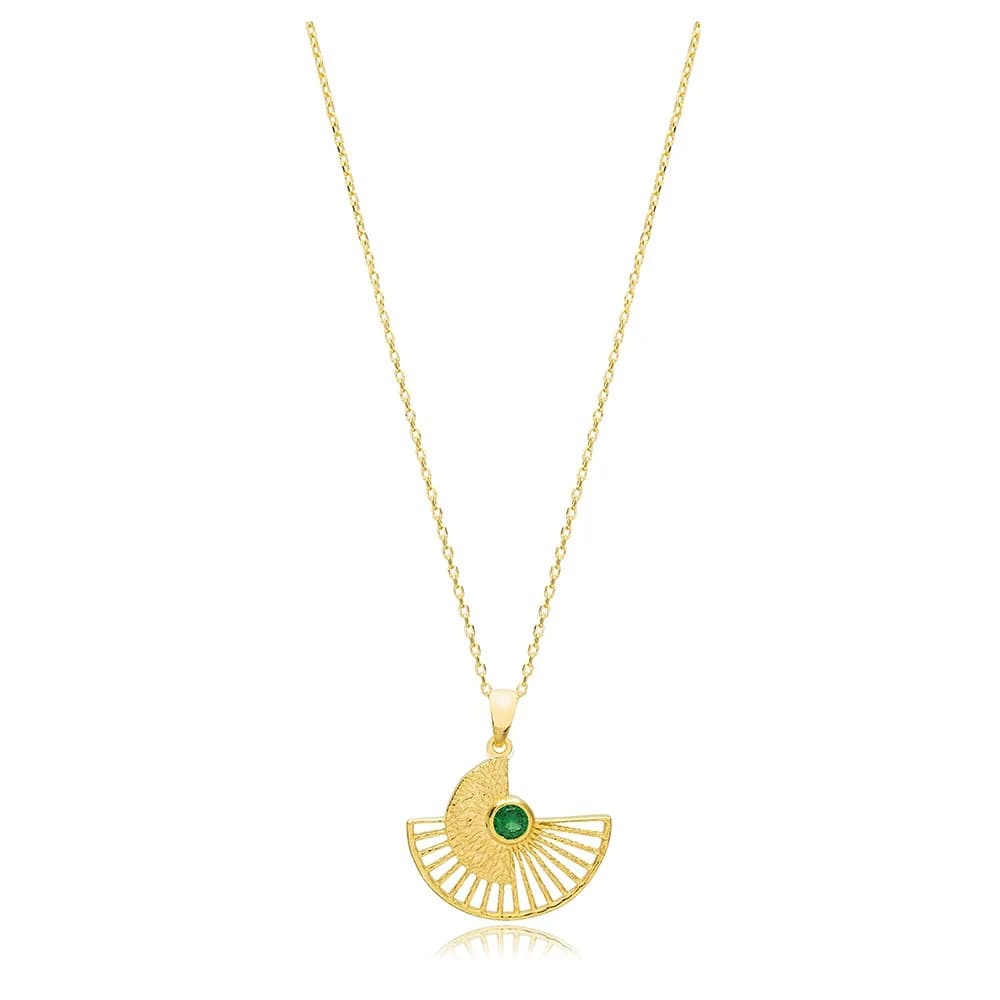 Fan Shaped Unique Emerald Charm Pendant