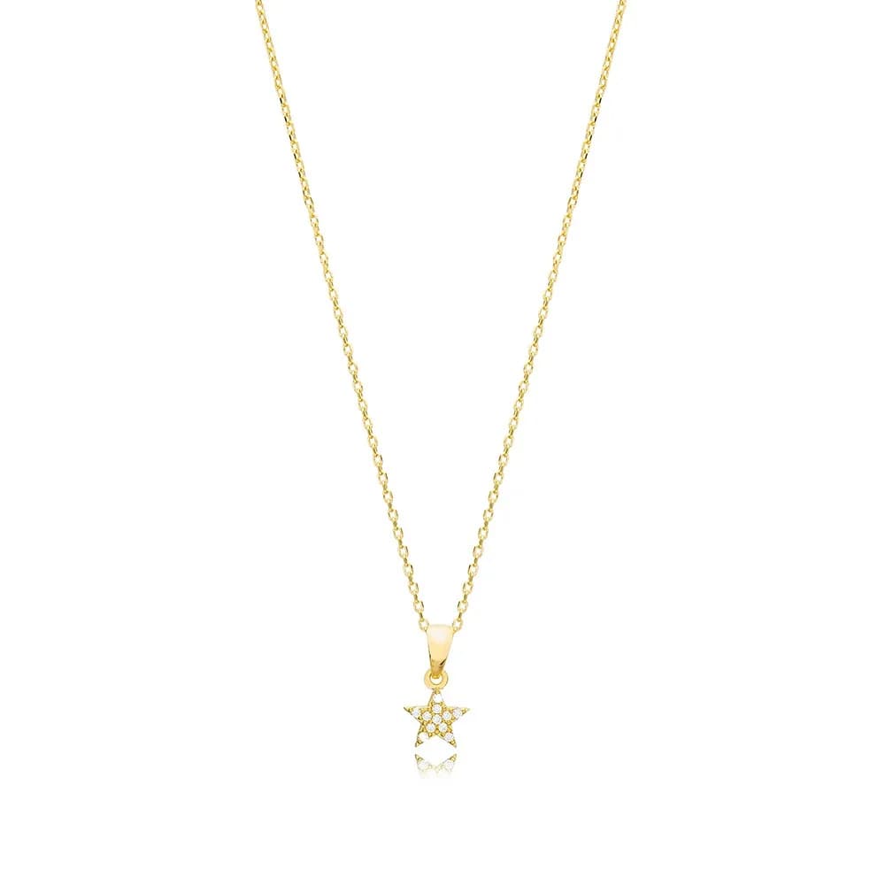 40+5 Cm Elegant Star Pendant Turkish Wholesale Sterling Silver Jewelry