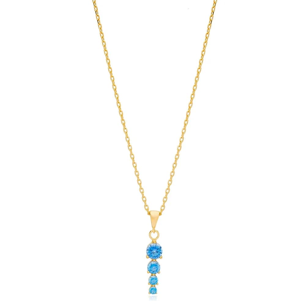 Round Cut Aquamarine Stone Charm Necklace Turkish Handmade 925 Sterling Silver Jewelry